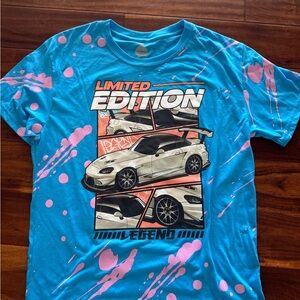 Launder Limited Edition Graphic Tee Men's Large Blue Pink Car Legend‎